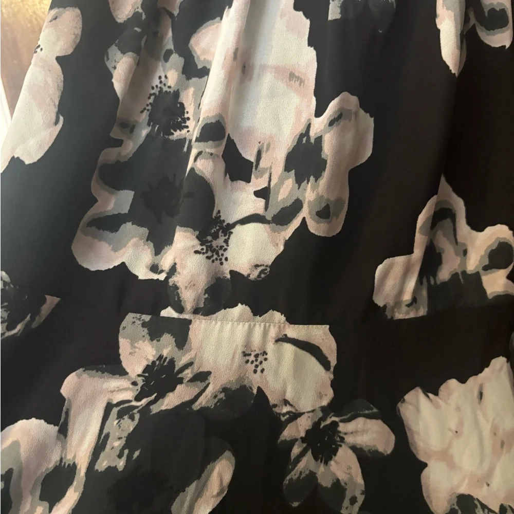 Express Floral Black and White Skater Dress - Picture 2 of 3